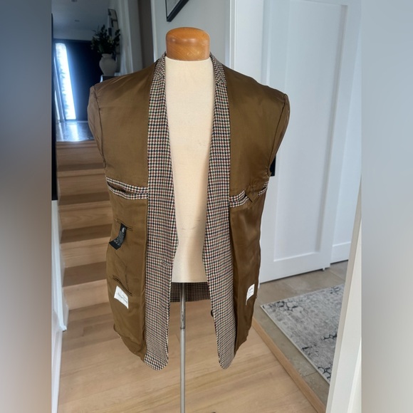 Vintage Massimo Pascali Pure New Wool Houndstooth Checkered Blazer L - Picture 9 of 11